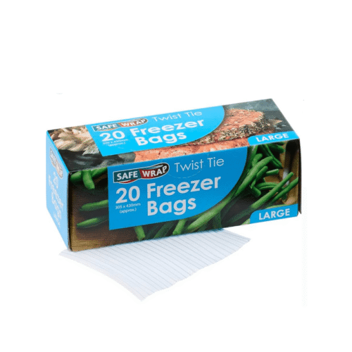 SAFE WRAP (TWIST TIE) 20 FREEZER BAGS LARGE-20BAGS (LARGE 305*430MM)